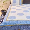 cotton handblock bedsheet in blue and yellow colour