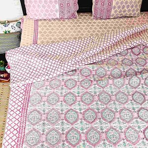 Lavender Jaal Cotton Double Bed Quilt