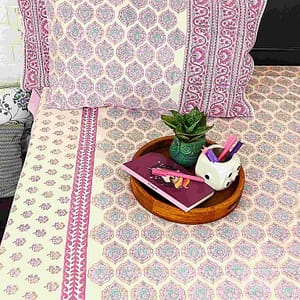 Lavender blockprinted cotton double bedsheet