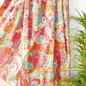 Red Kantha Bedcover