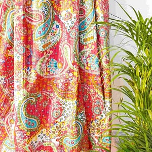 Red Kantha Bedcover