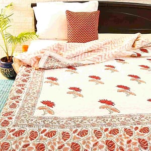 Twin Floral Boota Double Bed Cotton Quilt