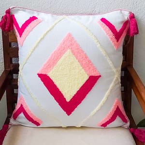 pink boho embroidery cushion cover 18″