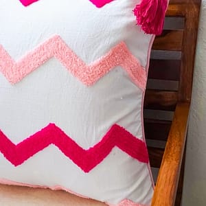 Pink embroidery cushion cover 18″