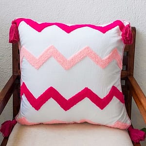 Pink embroidery cushion cover 18″