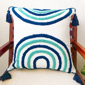 Turquoise embroidery cushion cover 18″