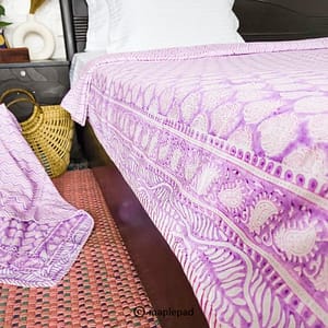 Lavender peri handblock single bed cotton dohar