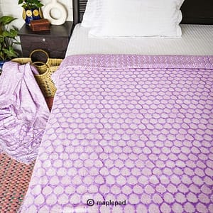 Lavender peri handblock single bed cotton dohar