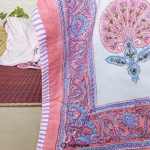 Peach jaipur blockprint single bed dohar