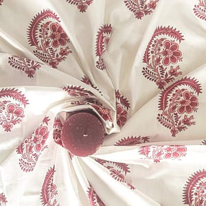 Maroon Butta Cotton Handblock Fabric