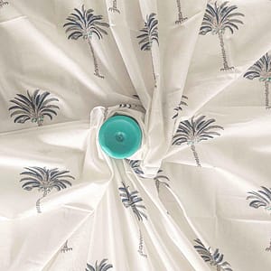 Blue Palm Tree Cotton Fabric