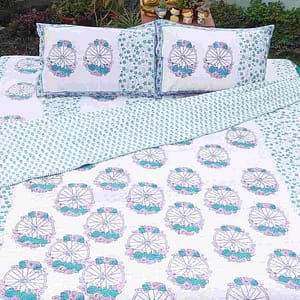 Wheel Cotton Hand Block Double Bed Quilt/Comforter