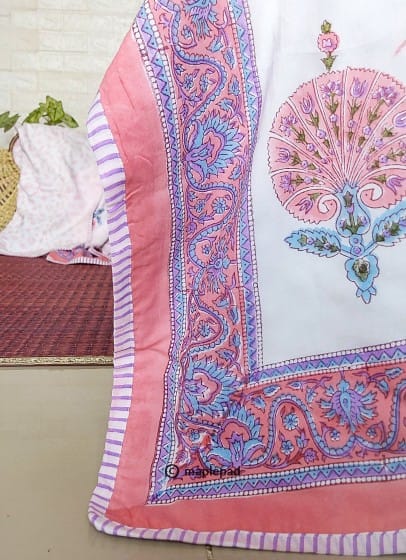 peach color single bed dohar or summer blanket