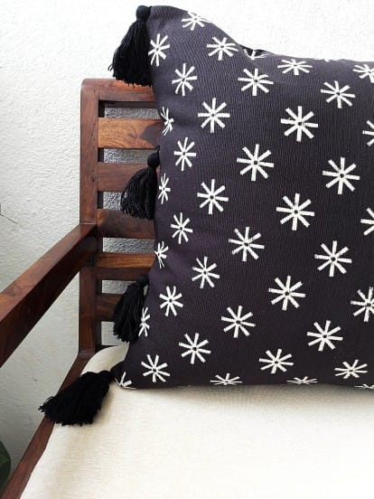 brown cushion cover handblock printed 18 inch