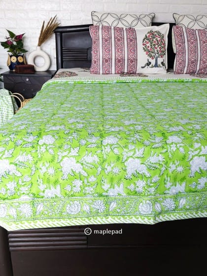 green single bed cotton summer blanket