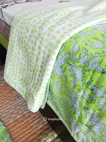 green single bed cotton summer blanket