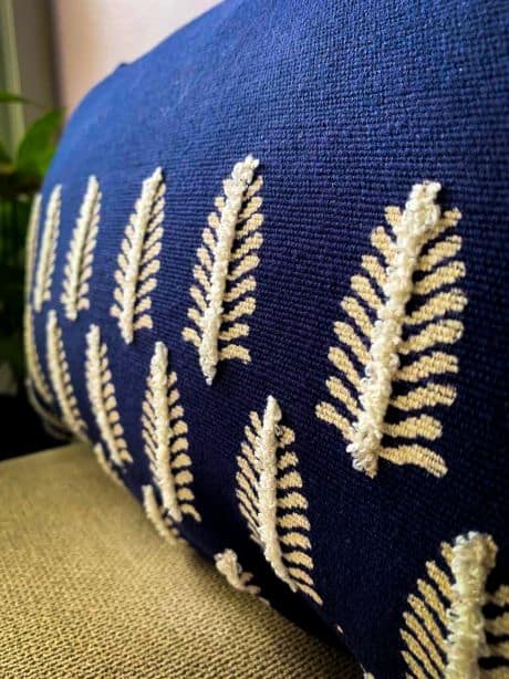 blue lumbar cushion cover embroidered