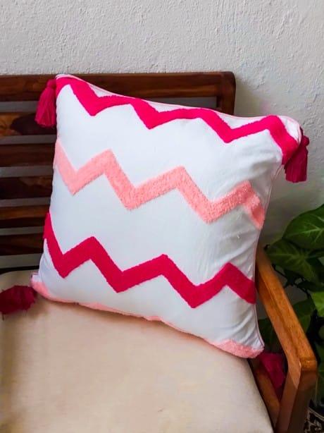 pink embroidery cushion cover 18 inch