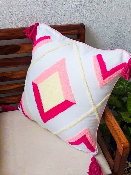 pink boho cushion cover 18 inch