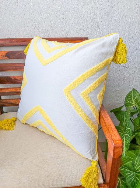 yellow embroidery cushion cover 18 inch