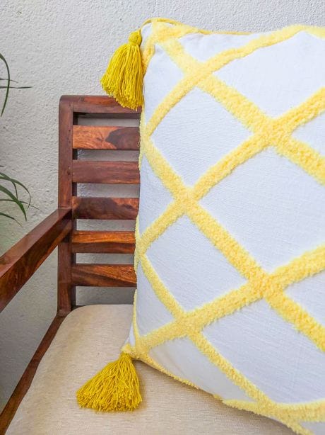 yellow embroidery cushion cover 18 inch