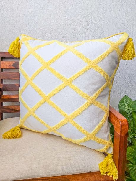 yellow embroidery lumbar cushion cover