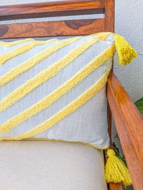 yellow embroidery lumbar cushion cover