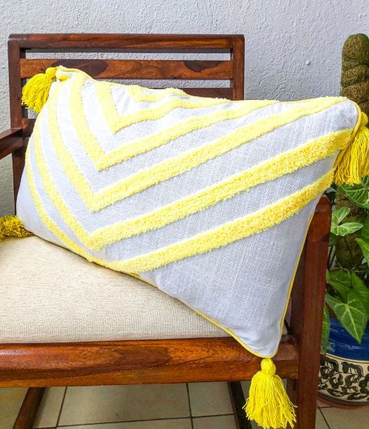 yellow embroidery lumbar cushion cover