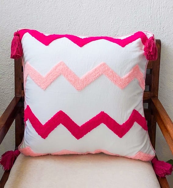 pink embroidery cushion cover 18 inch