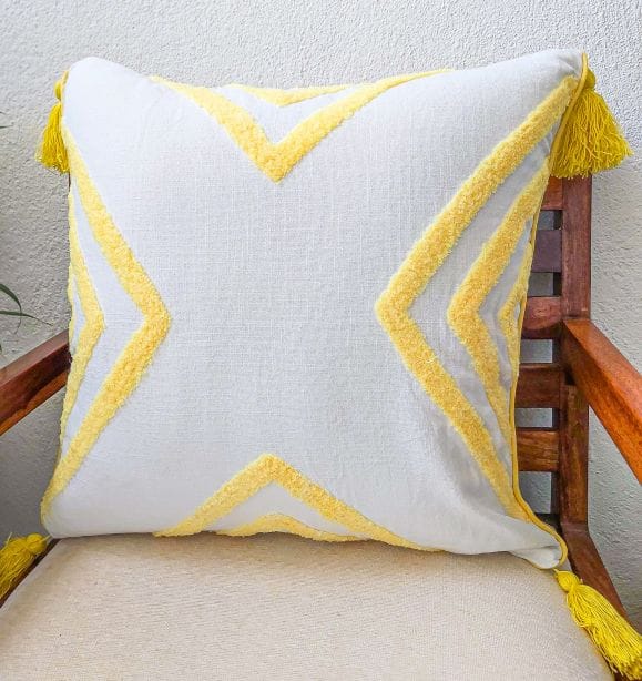 yellow embroidery lumbar cushion cover