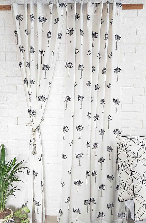 Blue handblock cotton curtain main