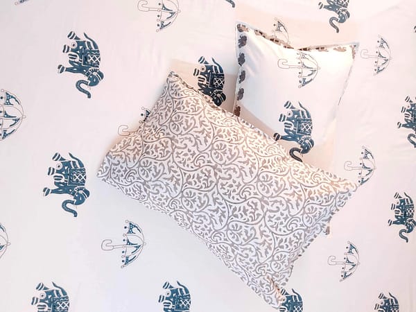 elephant blockprint cotton double bedsheet