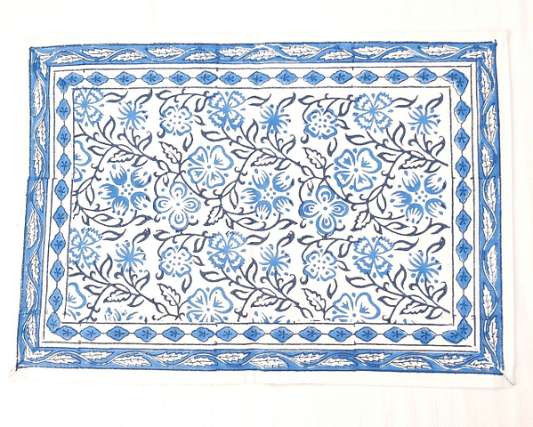 Cotton Placemats 6 seater blue