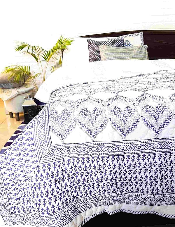 blue double bed quilt reversible