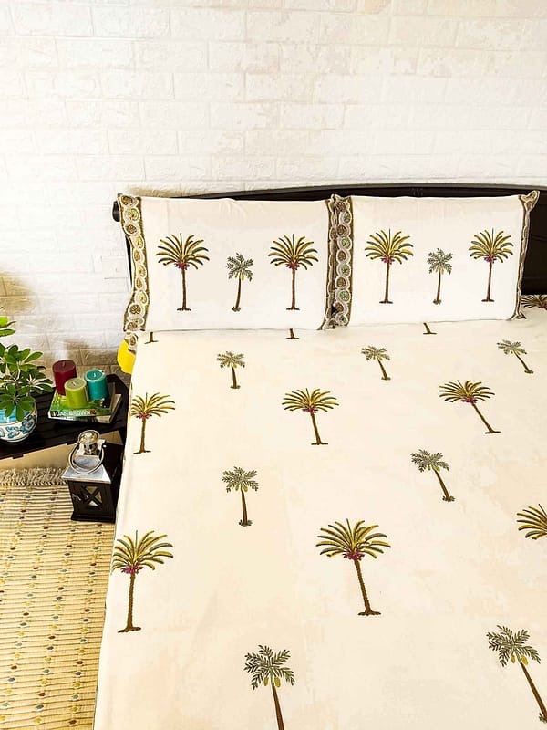 palm tree cotton double bedsheet 3