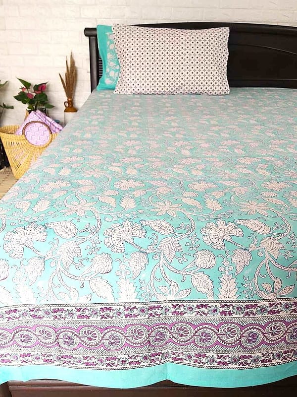 sea green cotton bedsheet 4