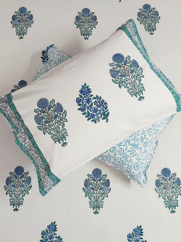 turquoise cotton double bedsheet1