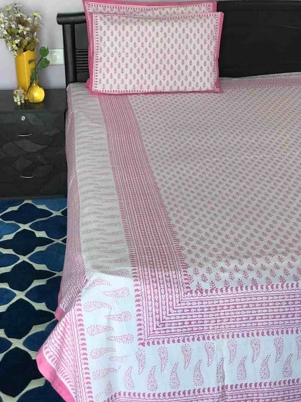 pink cottonhandblock bedsheet 2