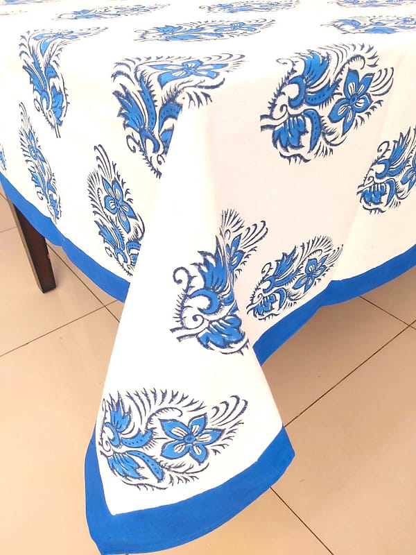 Table Cloth Cotton 6 seater blue