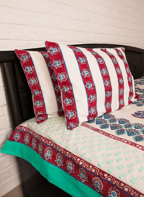 Red block print Pillowcase/ sham Second