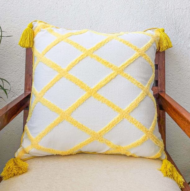 yellow embroidery cushion cover 18 inch