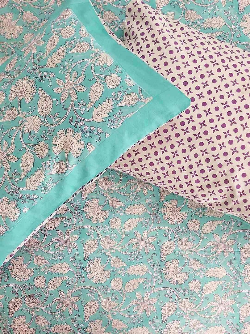 sea green cotton double bedsheet