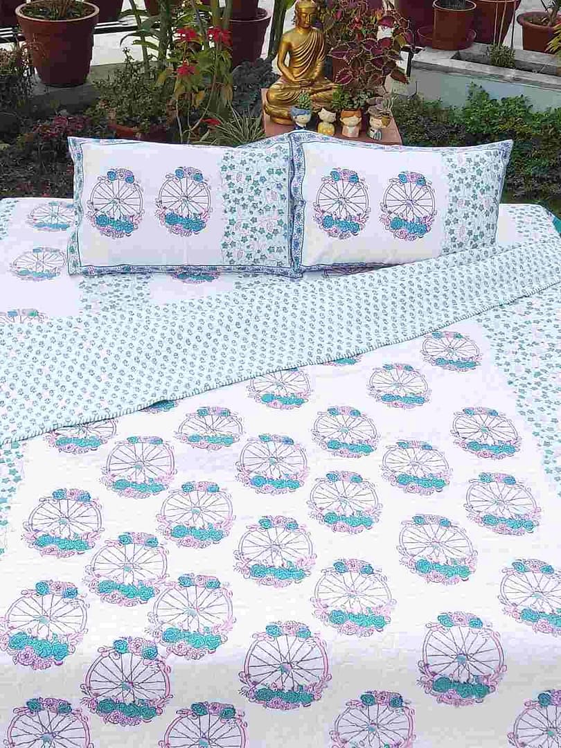 wheel cotton handblock quilt m